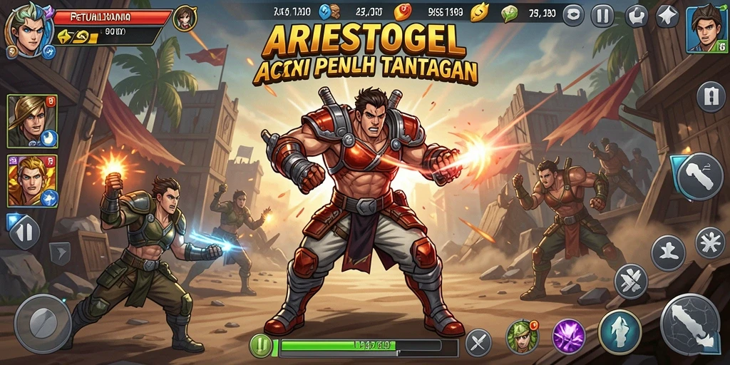 Tampilan aksi seru dalam ARIESTOGEL dengan tantangan mendebarkan.