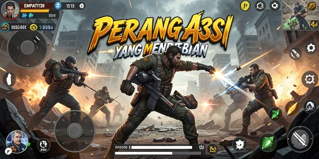 Screenshot utama EMPATI138 dengan aksi pertempuran yang mendebarkan.