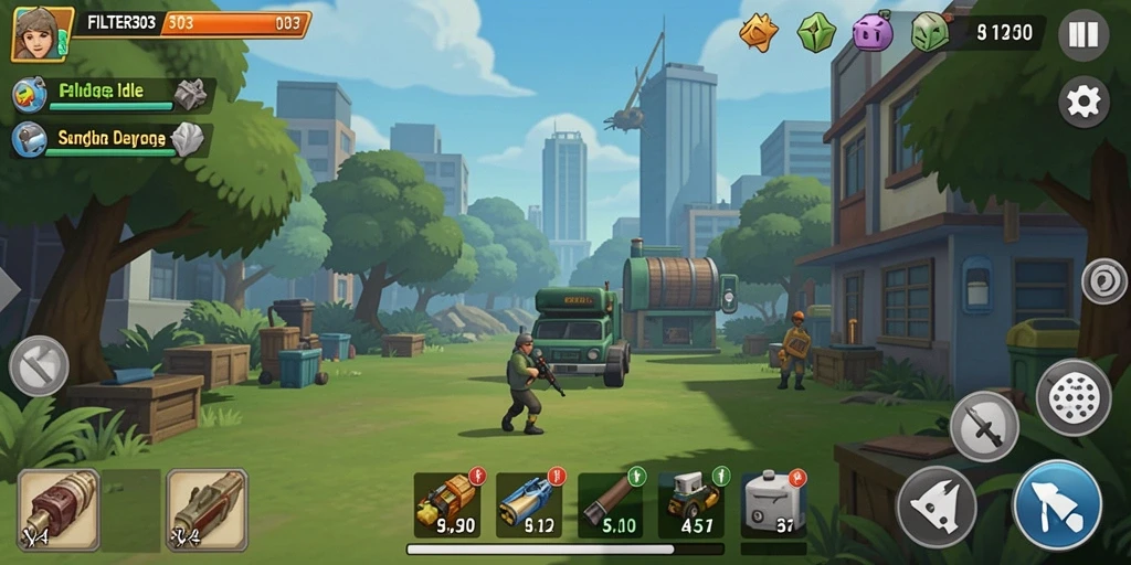 Screenshot gameplay FILTER303 yang menunjukkan aktivitas pengelolaan di dalam game Idle.