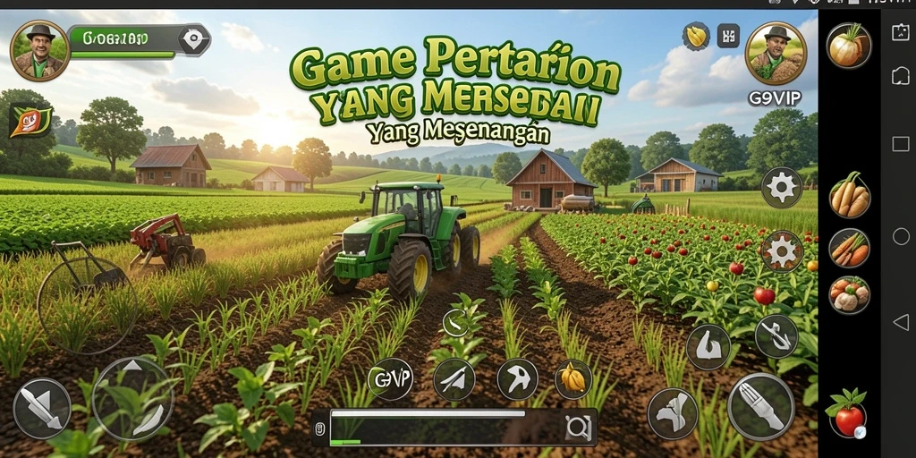Tampilan gameplay menarik di G9VIP dengan aktivitas bertani.