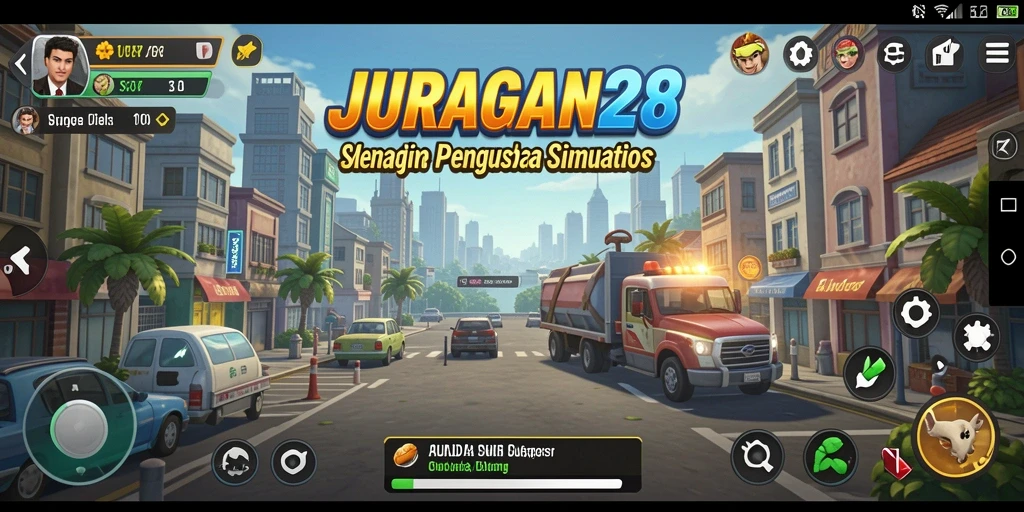 Tampilan gameplay menarik dari JURAGAN28 yang menunjukkan berbagai usaha.