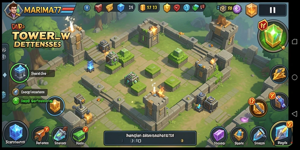 Tampilan gameplay MARIMA77 yang mendebarkan dalam Tower Defense.