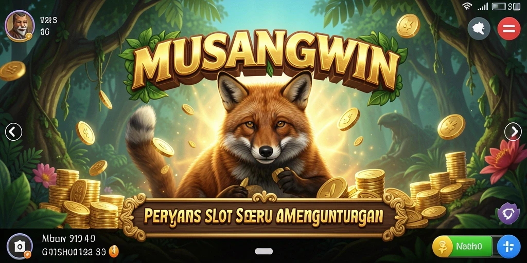 Tampilan layar permainan MUSANGWIN dengan gulungan slot yang menarik.
