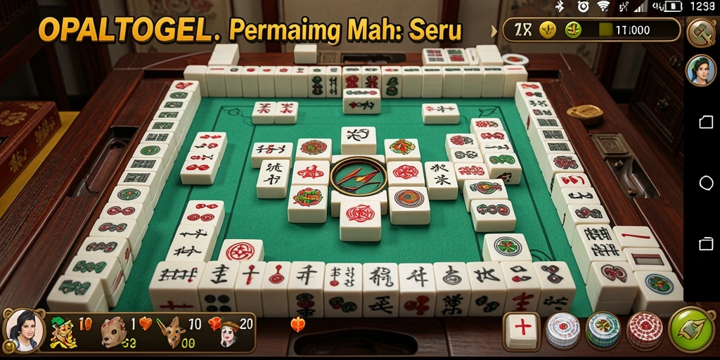 Tampilan gameplay menarik dari OPALTOGEL dengan suasana Mahjong.