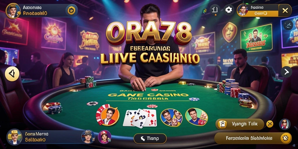 Screenshot gameplay Live Casino ORA78 menampilkan dealer profesional dan suasana kasino yang nyata.