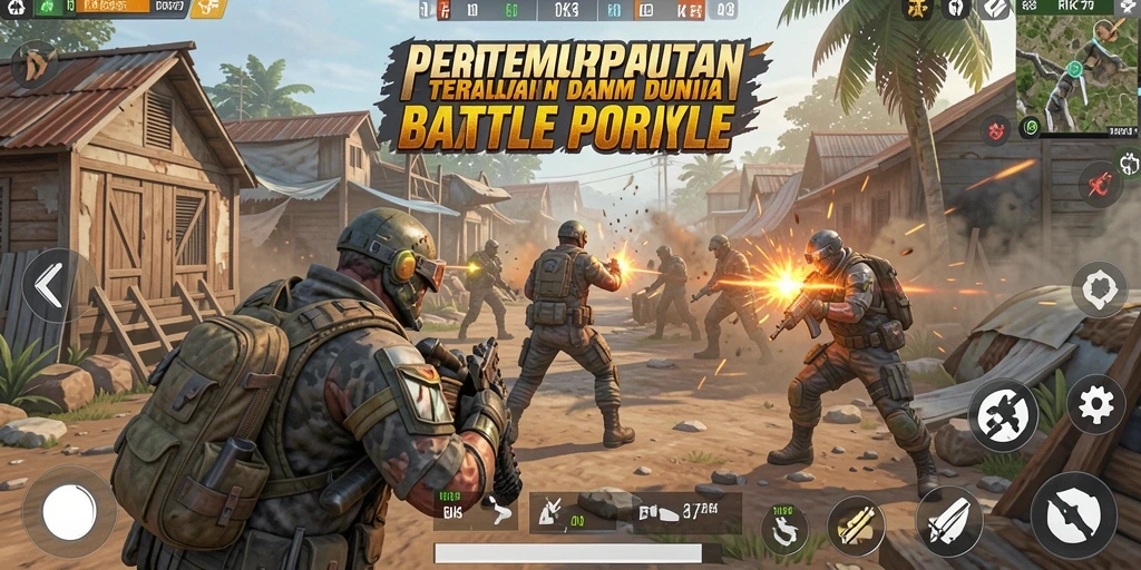 Tangkapan layar menunjukkan aksi seru dalam game Battle Royale.