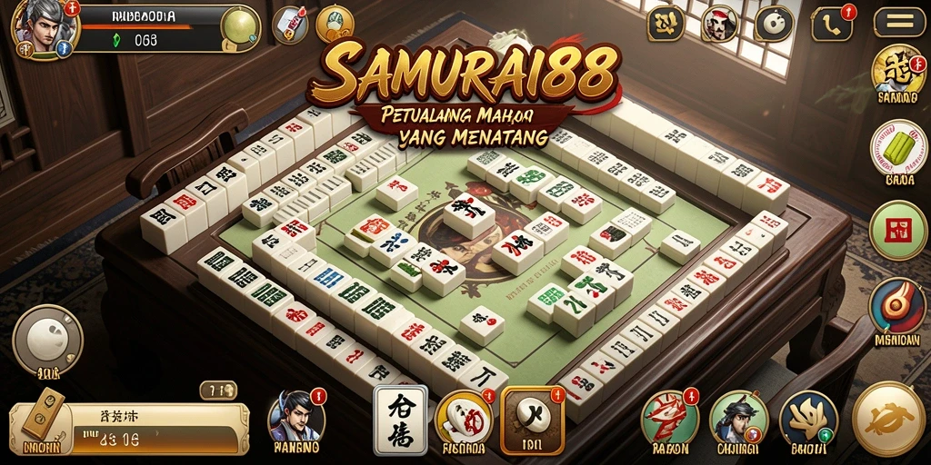 Screenshot dari gameplay <strong>SAMURAI88</strong> yang menunjukkan kombinasi Mahjong yang menarik.