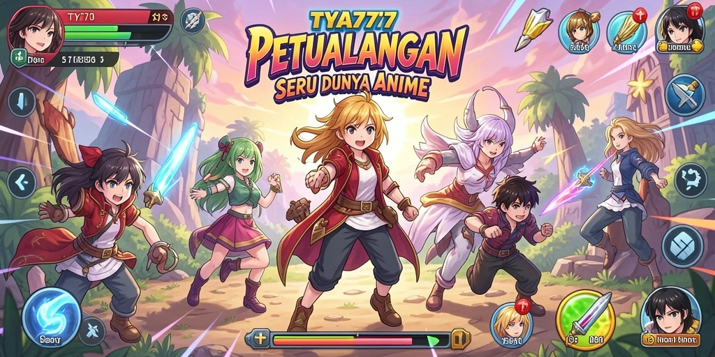 Screenshot TYA777 menampilkan aksi karakter anime dalam pertarungan epik.